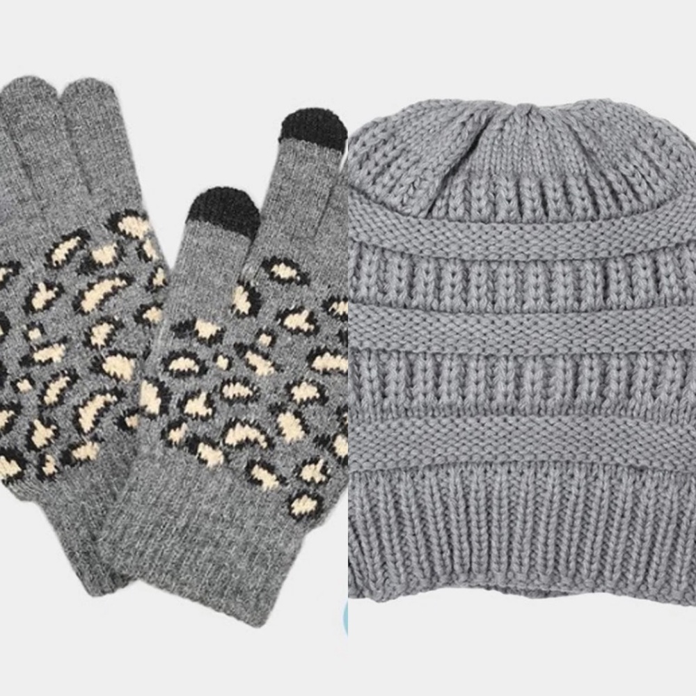 2 piece winter set, gloves and beanie